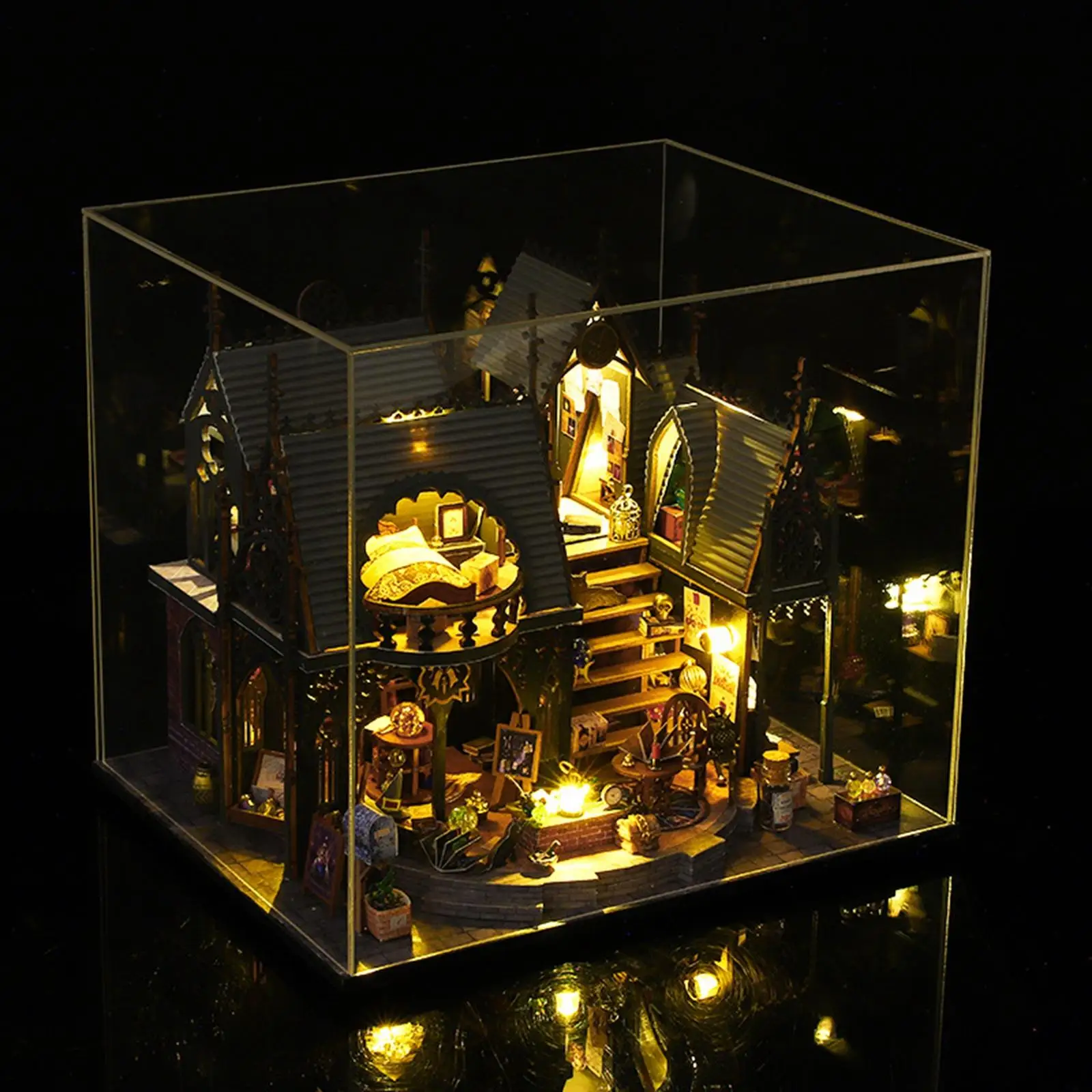 DIY Miniature Dollhouse Kits Woodcrafts Toys with Dust Cover and Led Doll House Model with Funiture 3D Puzzles for Kids
DIY Miniature Dollhouse Kits Woodcrafts Toys with Dust Cover and Led Doll House Model with Funiture 3D Puzzles for Kids
