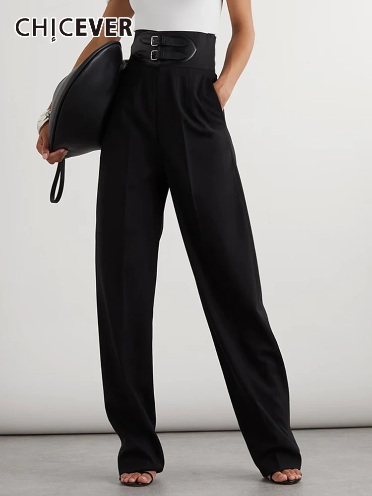 CHICEVER Minimalist Patchwork Belt Pants For Women High Waist Solid Temperament Wide Leg Trousers Female Summer Fashion Clothing
CHICEVER Minimalist Patchwork Belt Pants For Women High Waist Solid Temperament Wide Leg Trousers Female Summer Fashion Clothing