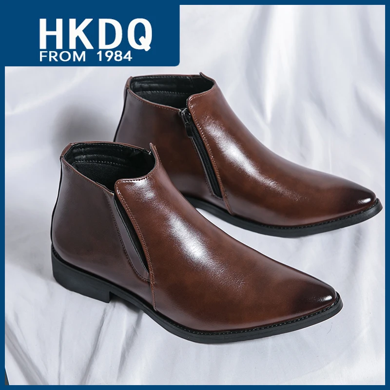 HKDQ Fashion Zip Men's Chelsea Boots Trendy High Top Leather Shoes For Men Elegant Pointed Toe Dress Boots Brown Man Ankle Boots
HKDQ Fashion Zip Men's Chelsea Boots Trendy High Top Leather Shoes For Men Elegant Pointed Toe Dress Boots Brown Man Ankle Boots