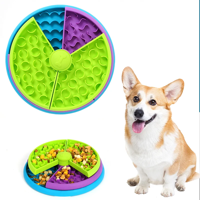 

Three-Layer Rotatable Slow Food Dog Puzzle Toys, Stimulation Treat Slow Feeder Interactive IQ Training Game Food Dispenser
