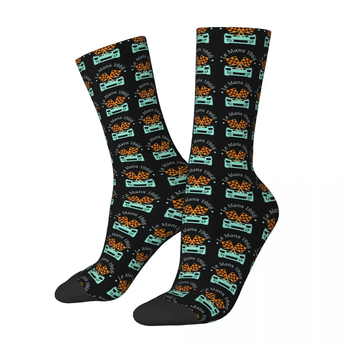 

Funny Happy Men's compression Socks Le Mans 1966 Retro Harajuku 24h Le Mans Hip Hop Pattern Crew Crazy Sock Gift Printed