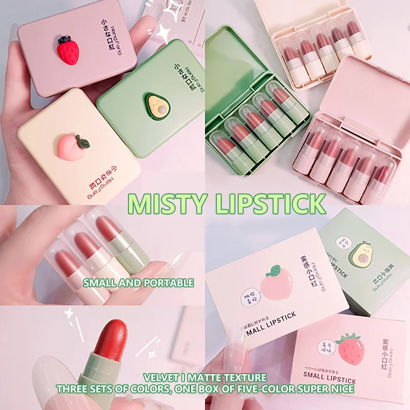 5PCS Cute Mini Lipstick Set Velvet Matte Lip Gloss Sexy Red Tint Long Lasting Waterproof Makeup Cosmetics
5PCS Cute Mini Lipstick Set Velvet Matte Lip Gloss Sexy Red Tint Long Lasting Waterproof Makeup Cosmetics