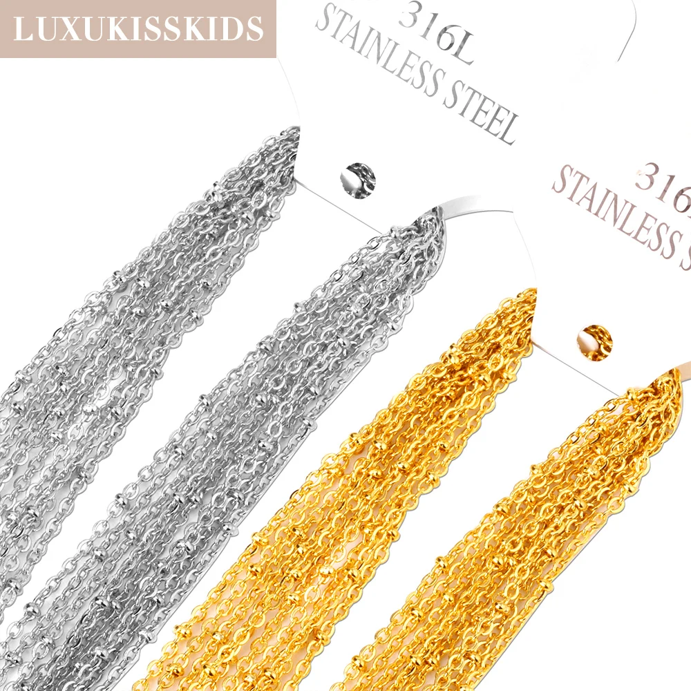 LUXUKISSKIDS 10pcs/Lots Wholesale Bead Chains Necklaces 18/20/22/24inch 2mm Chain With Beads Jewelry Accessories For Making Part 2 S151f50ac557d4545affb1a8c10419355q