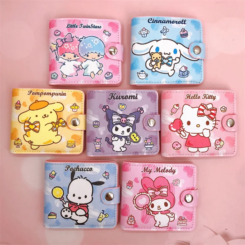 New Kawaii Hello Kitty Cinnamoroll My Melody Kuromi Sanrios New Pu Casual Money Bag Coin Wallet with Buttons Purse Card Holder
New Kawaii Hello Kitty Cinnamoroll My Melody Kuromi Sanrios New Pu Casual Money Bag Coin Wallet with Buttons Purse Card Holder