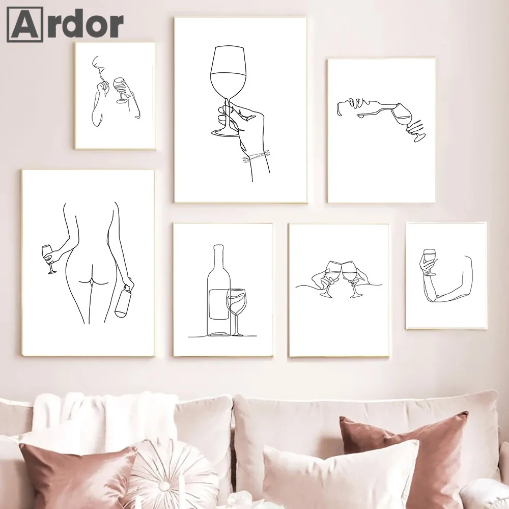 Wine Lover Poster Abstract Wine Line Drawing Canvas Painting Sexy Woman Body Nude Art Print Nordic Wall Pictures Kitchen Decor
Wine Lover Poster Abstract Wine Line Drawing Canvas Painting Sexy Woman Body Nude Art Print Nordic Wall Pictures Kitchen Decor
