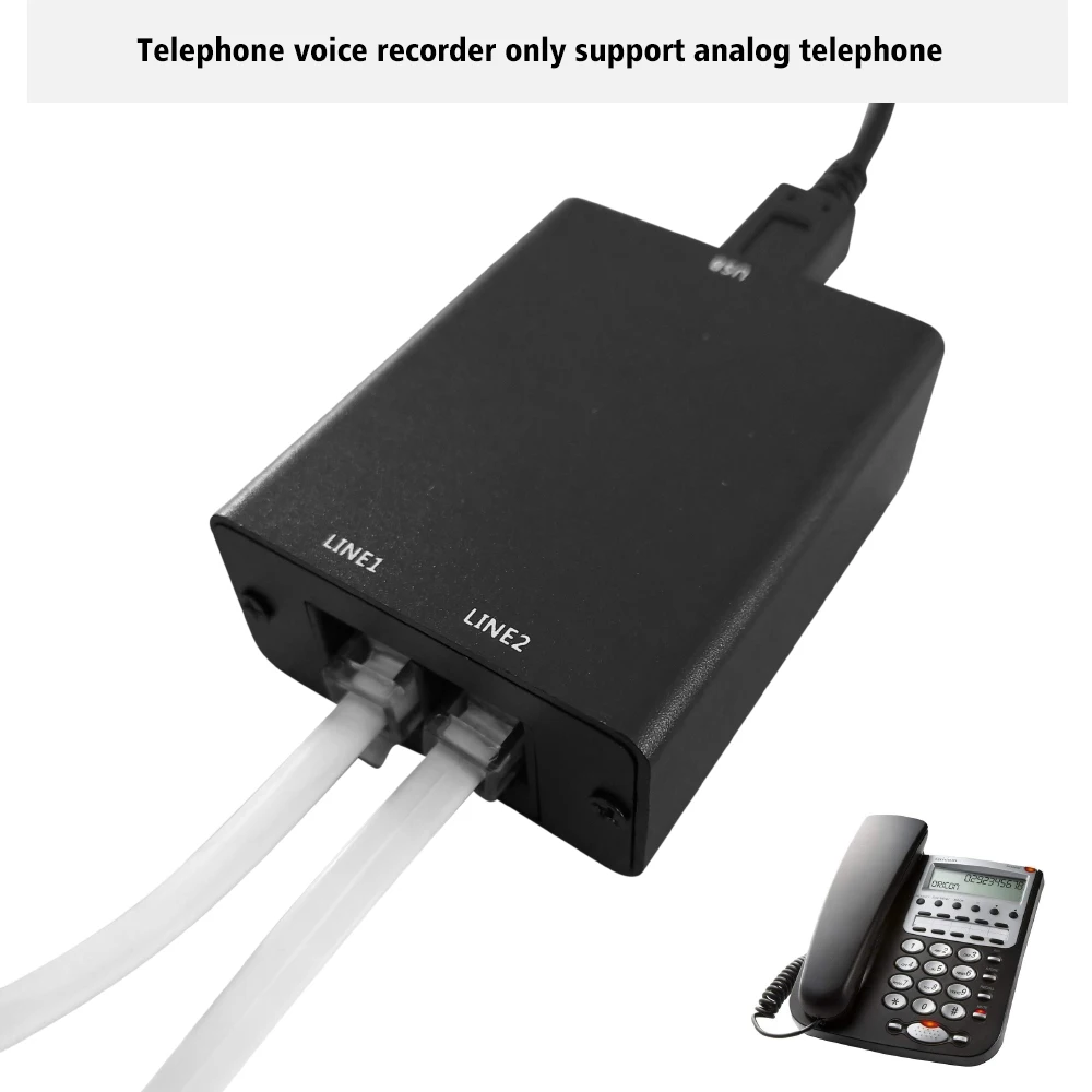 

USB Telephone Recorder, SD Card Automatic Mini Landline Phone Call Recorder,for Home Office Analog/IP/Digital Lines Landline