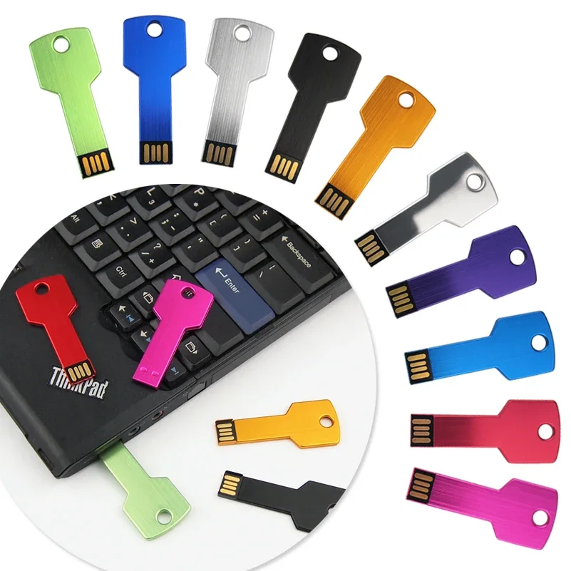 

Metal Key Shape USB Flash Drive Pen Drives Custom Logo Memory Stick Real Capacity U Disk 4G 8G 16G 32GB 64GB 128GB