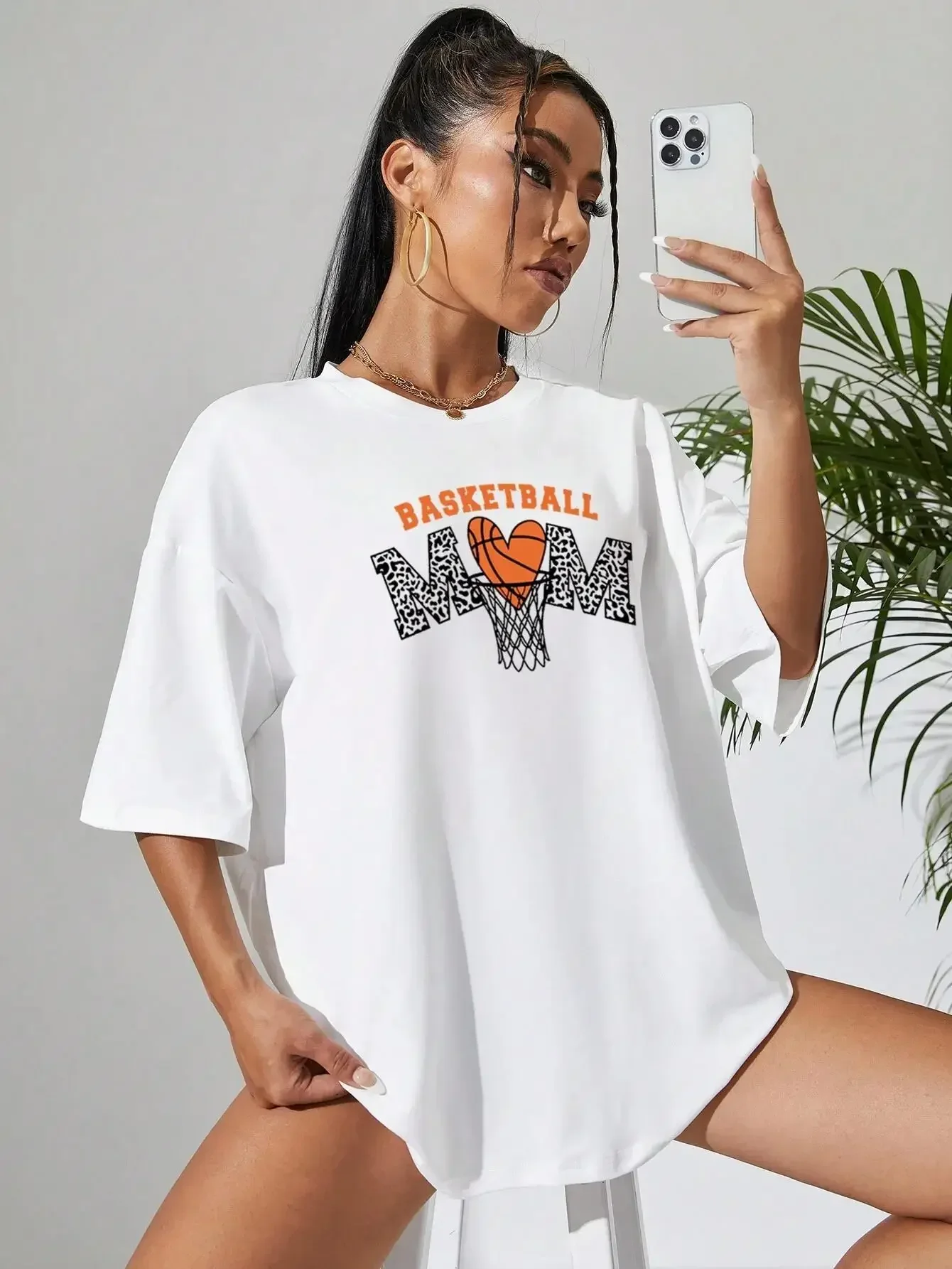 

Футболка Y2k женская с коротким рукавом, свободная хлопковая Повседневная модная одежда с графическим принтом, в стиле баскетбола, Дня матери, с надписью