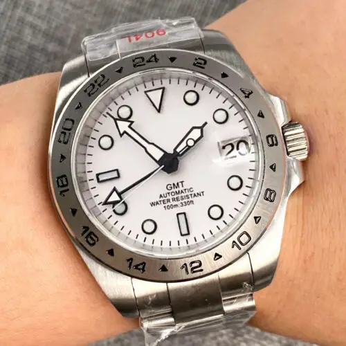 Bliger 39mm Sapphire Glass NH34A For GMT Function Automatic White Sterile Dial Men Watch 24 Hours Fixed Bezel Date Jubilee Strap 
Bliger 39mm Sapphire Glass NH34A For GMT Function Automatic White Sterile Dial Men Watch 24 Hours Fixed Bezel Date Jubilee Strap
