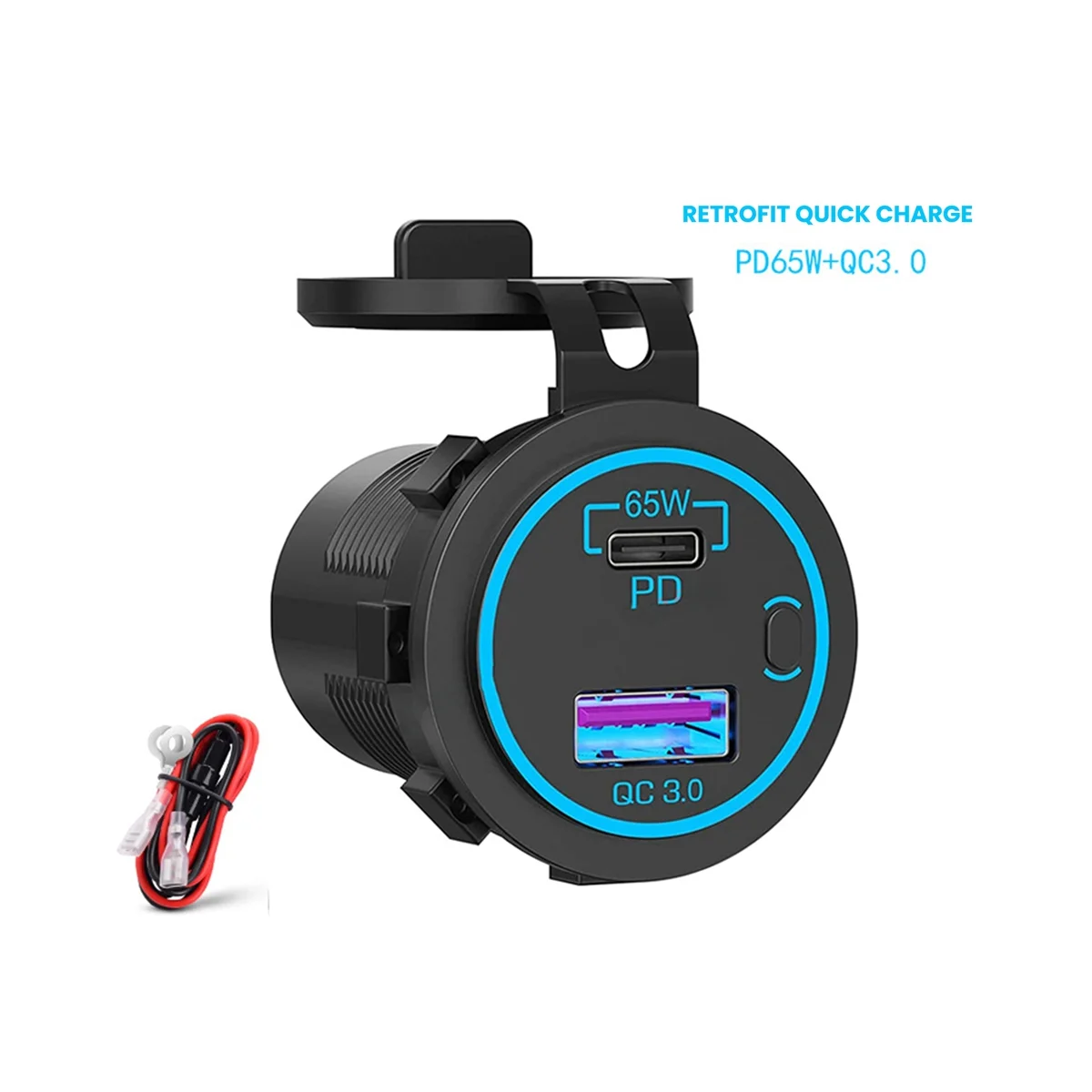 65W PD 12V USB Outlet for Laptop USB C Car Charger Socket Multi Port Outlet Waterproof Adapter for Car Boat Truck 
65W PD 12V USB Outlet for Laptop USB C Car Charger Socket Multi Port Outlet Waterproof Adapter for Car Boat Truck