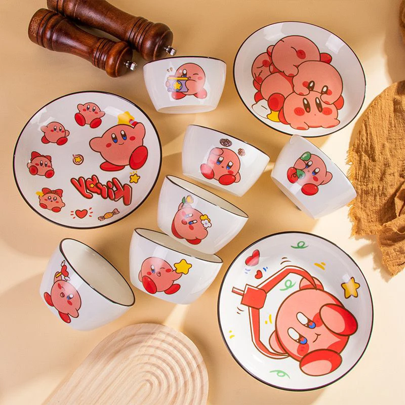 

Керамическая домашняя миска для риса Star Kirby Kawaii, мультяшная аниме столовая посуда для ресторана и дома, обеденная тарелка, миска для супа, детская посуда