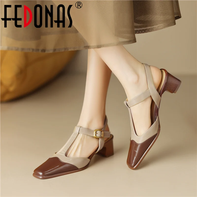 FEDONAS Mixed Colors Women Sandals Genuine Leather Square Toe Thick Heels Office Lady Shoes Woman Fashion T-Strap Spring Summer
FEDONAS Mixed Colors Women Sandals Genuine Leather Square Toe Thick Heels Office Lady Shoes Woman Fashion T-Strap Spring Summer