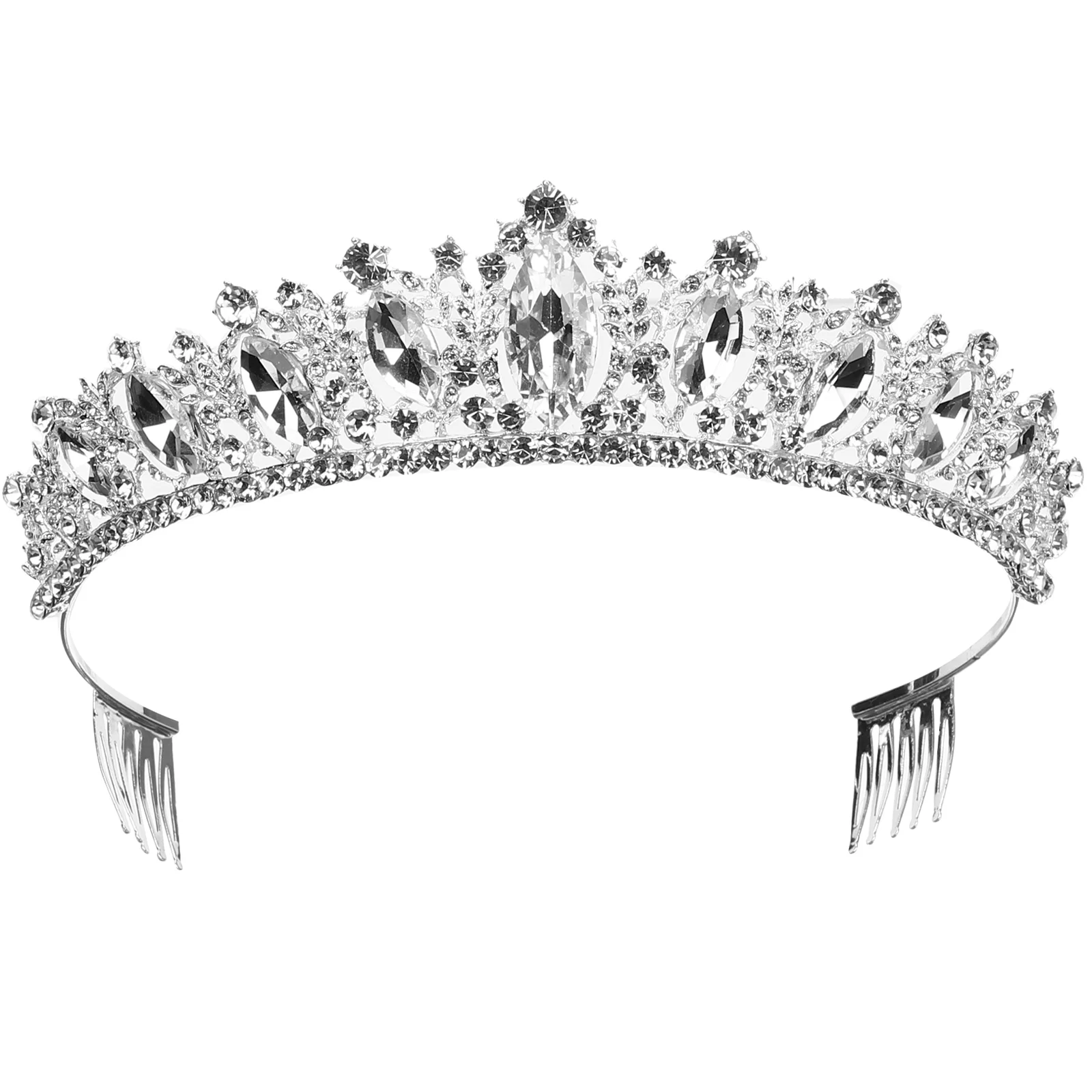 

Rhinestone Bridal Tiara Headpieces Crown with Combs Wedding Birthday Headband Tiaras for Bride Hair Tie