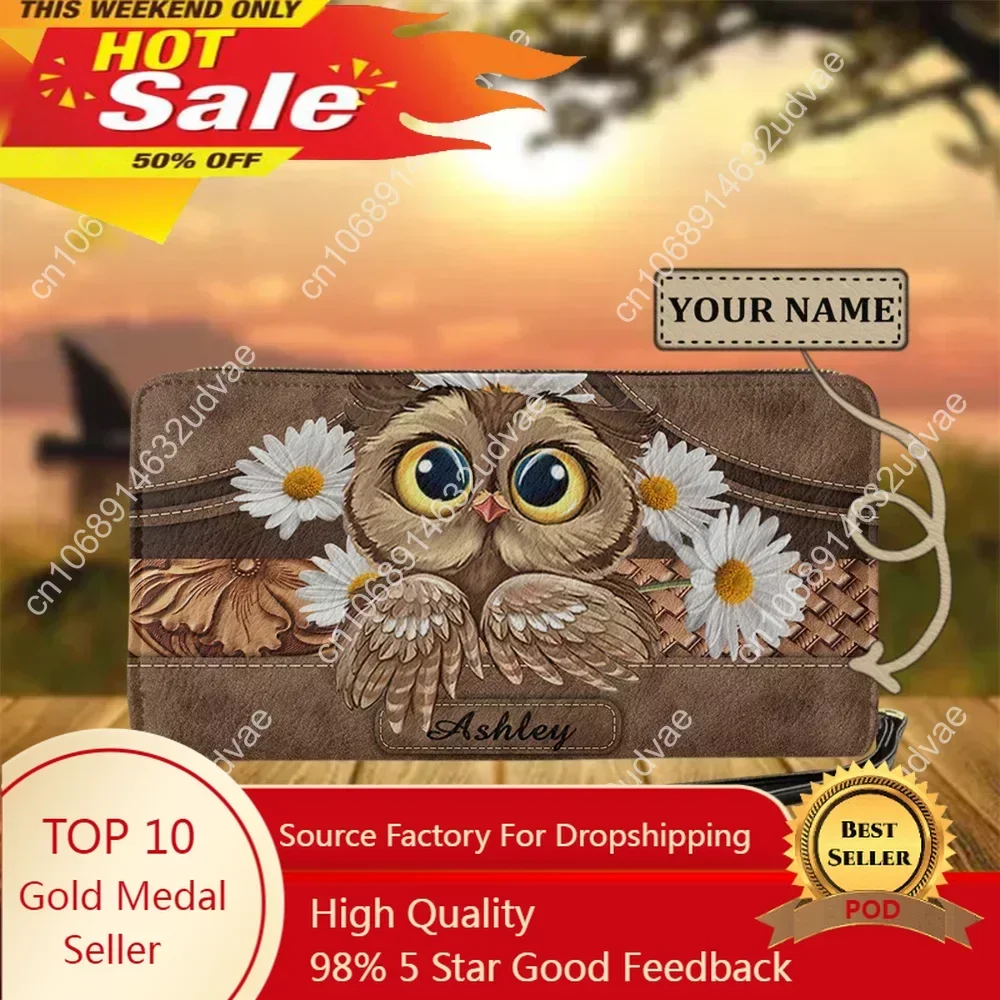 

Cute Owl Cartoon Wallets for Women 2022 Fashion Leather Clutch With Zip Female Long Coin Purse Casual Travel Money Pouch Mujer