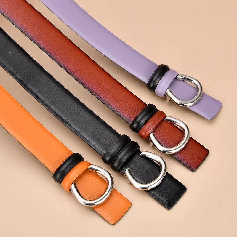 

2024 Women's leather belt can be used on both sides with cowhide belt. Women's belt handmade cowhide belt designer