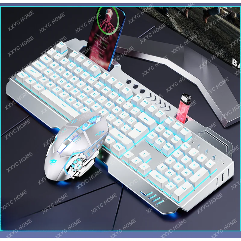 

True Mechanical Feeling Wireless Keyboard and Mouse Set People Wired Computer E-Sports Key Mouse Game Mute Film