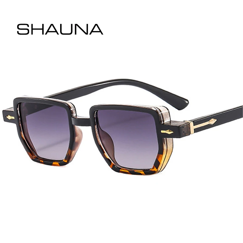 

SHAUNA Retro Polygon Square Women Sunglasses Gradient Shades UV400 Eyewear Fashion Rivets Punk Sun Glasses for Men