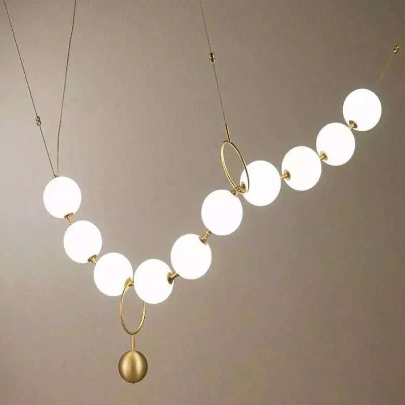 

Подвесная лампа в стиле постмодерн, креативное ожерелье в стиле лофт со стеклянными шариками, светодиодный светильник Decro с подвеской, осветительные приборы для коридора ресторана
