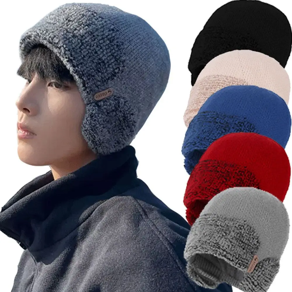 Зимняя с наушниками, велосипедная Лыжная ветрозащитная шапка для ушей, вязаная шапка, головной убор