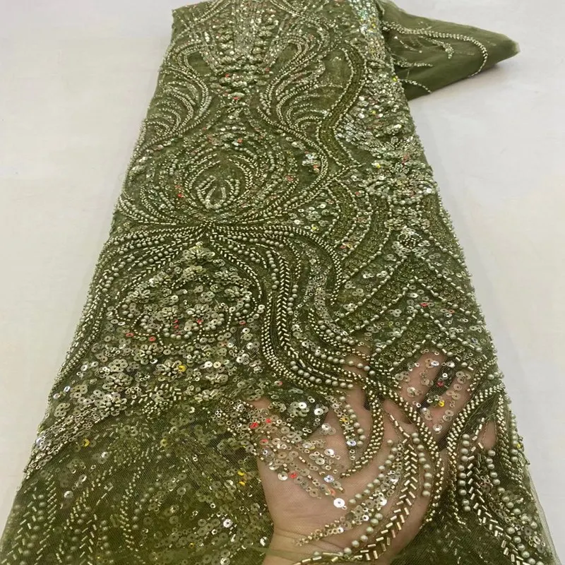 African Sequins Lace Fabric Handmade Beaded Fabric Embroidery French Lace For Wedding Evening Party TS2107
African Sequins Lace Fabric Handmade Beaded Fabric Embroidery French Lace For Wedding Evening Party TS2107