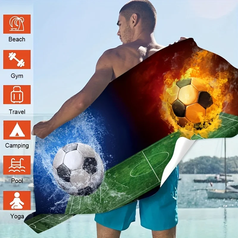 

Soccer Ball Art Beach Towel Oversized Soft Quick Dry Sand Free Bath/Pool/Beach Towels for Yoga Outdoor Swimming Camping Picnic