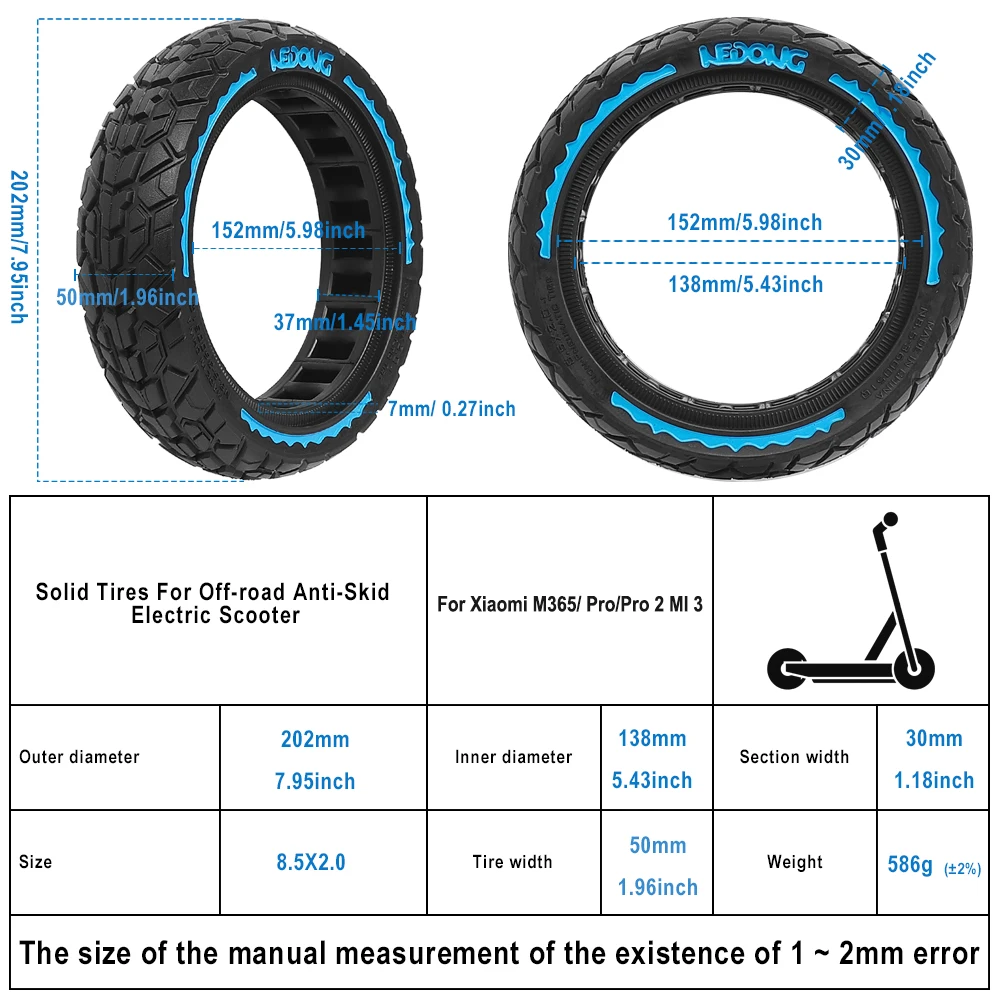 8.5 Inch Off-road Solid Tire for Xiaomi Electric Scooter Shock-Absorbing Tubeless Tyre 8.5 Inch Off-road Solid Tire for Xiaomi Electric Scooter Shock-Absorbing Tubeless Tyre