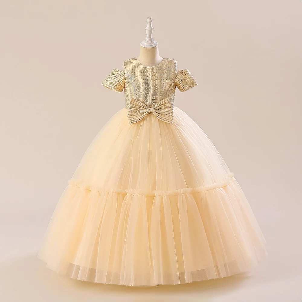 Ballgown Short Sleeves Sequins Wedding Bridesmaid Dresses Children Long Princess Party Christmas New Year Costume 4-14Y
Ballgown Short Sleeves Sequins Wedding Bridesmaid Dresses Children Long Princess Party Christmas New Year Costume 4-14Y