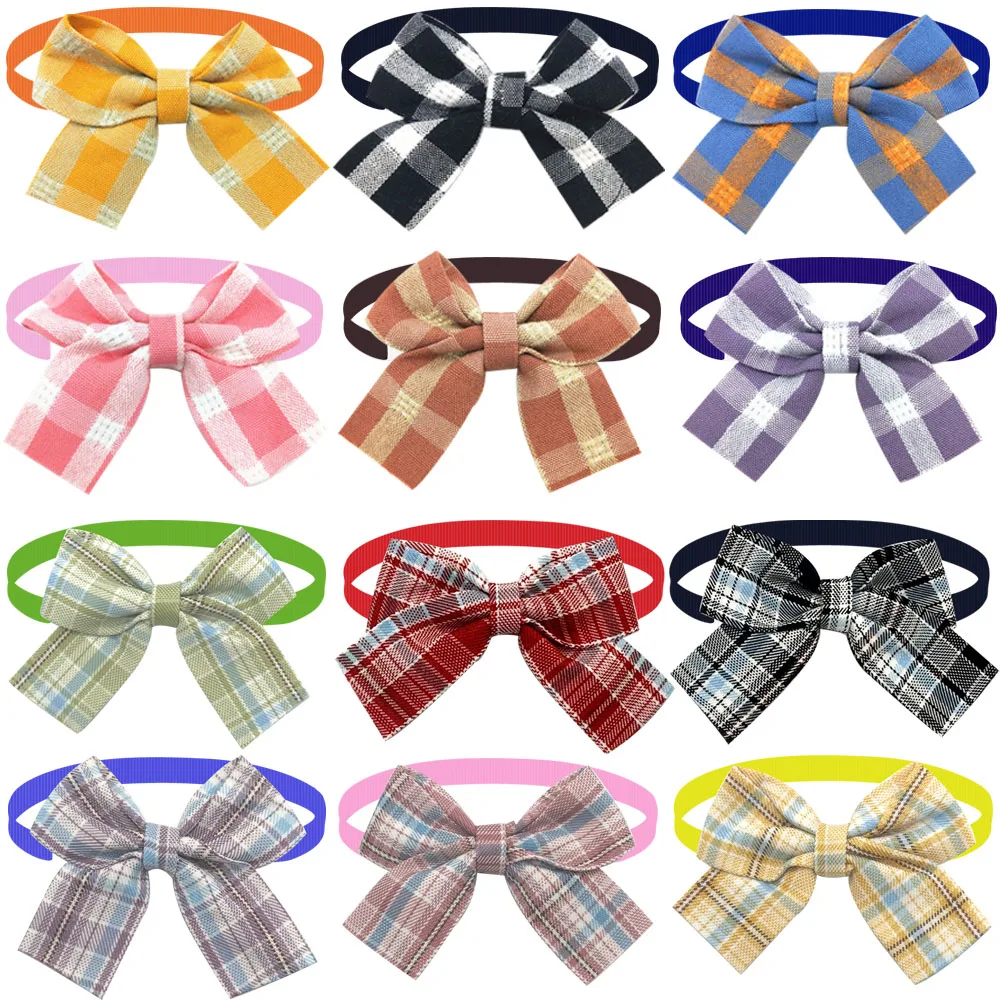 

50/100PCS Cute Dog Bowtie Plaid Bowties for Small&medium Dogs Pet Cat Dog Necktie Collar Pets Grooming Accessories Dog Supplies