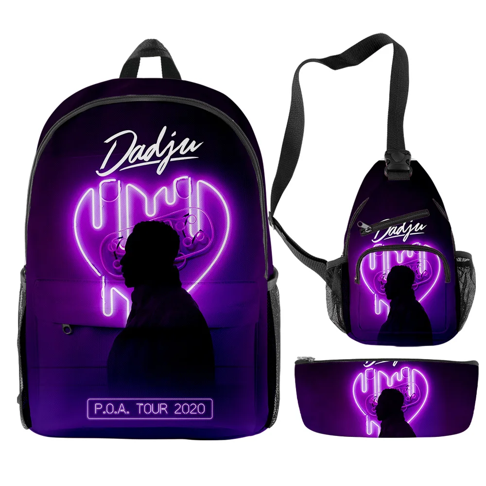

Classic Fashion Funny Dadju Singer 3D Print 3pcs/Set pupil School Bags Trendy Travel Laptop Backpack Chest Bag Pencil Case