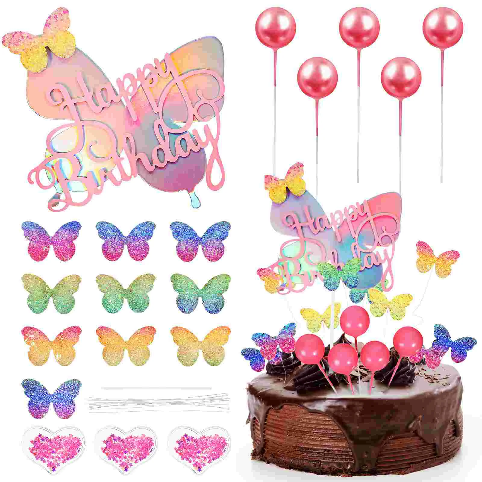 

Dessert Cake Insert Baby Birthday Decorations Mini Balloon Topper Paper Cupcake
