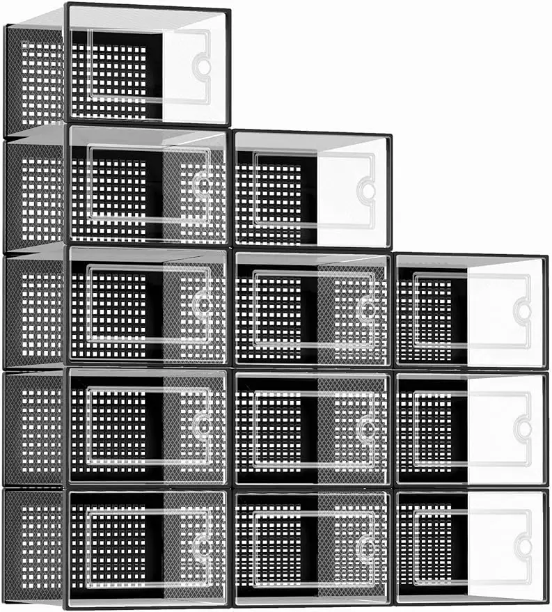 Kuject X-Large Shoe Storage Boxes Organizers for Closet 12 Pack, Clear Plastic Stackable Sneaker Containers for Entryway,
Kuject X-Large Shoe Storage Boxes Organizers for Closet 12 Pack, Clear Plastic Stackable Sneaker Containers for Entryway,