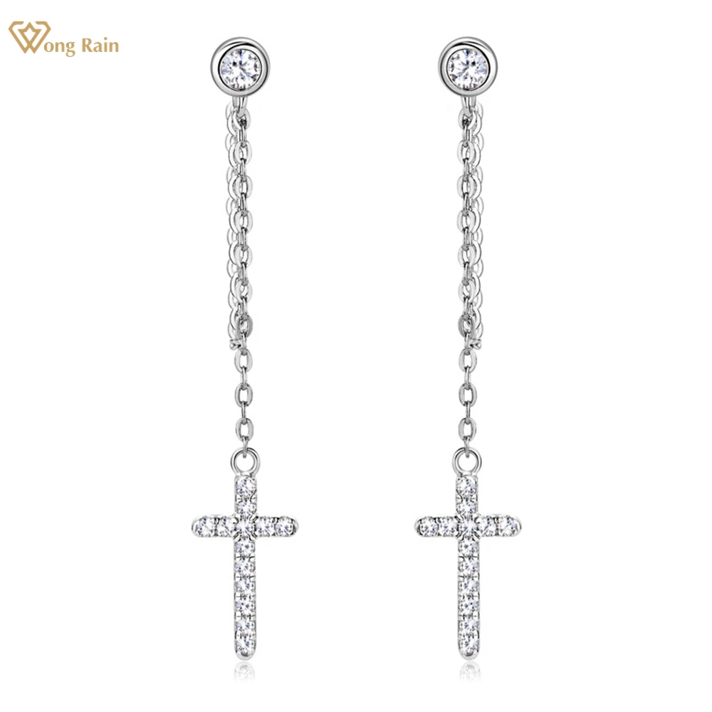 Wong Rain 18K Gold Plated 925 Sterling Silver VVS1 3EX Real Moissanite Diamonds Sparkling Cross Earrings Jewelry for Women Gifts
Wong Rain 18K Gold Plated 925 Sterling Silver VVS1 3EX Real Moissanite Diamonds Sparkling Cross Earrings Jewelry for Women Gifts