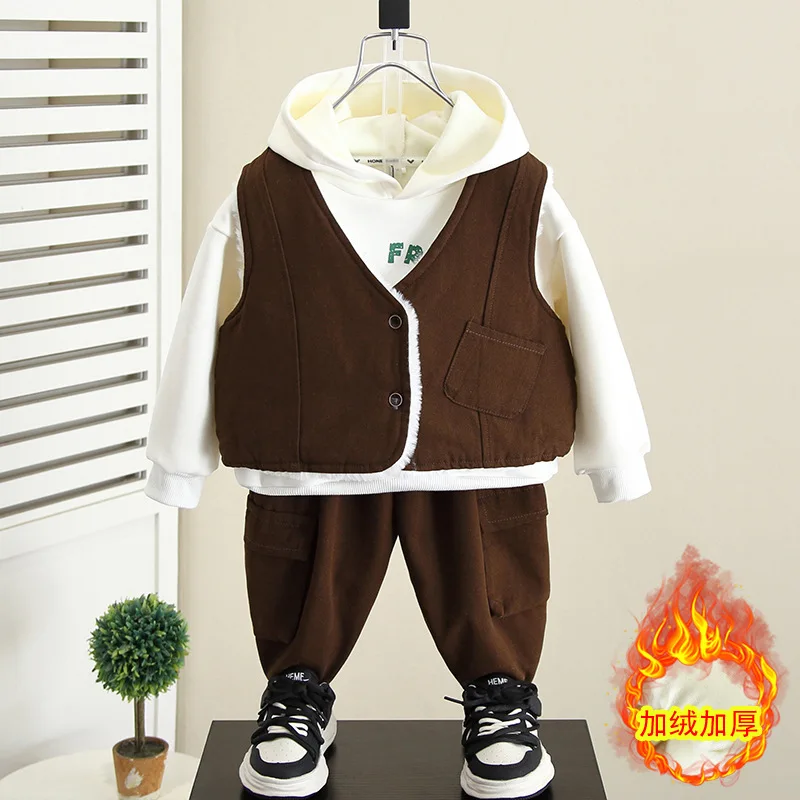 New Winter Children Sports Sets Boys Solid Color Plush Vest+Thickening Warm Sweatshirts+Pants 3pcs Boys Suit Kids Outfit 2-10Y
New Winter Children Sports Sets Boys Solid Color Plush Vest+Thickening Warm Sweatshirts+Pants 3pcs Boys Suit Kids Outfit 2-10Y
