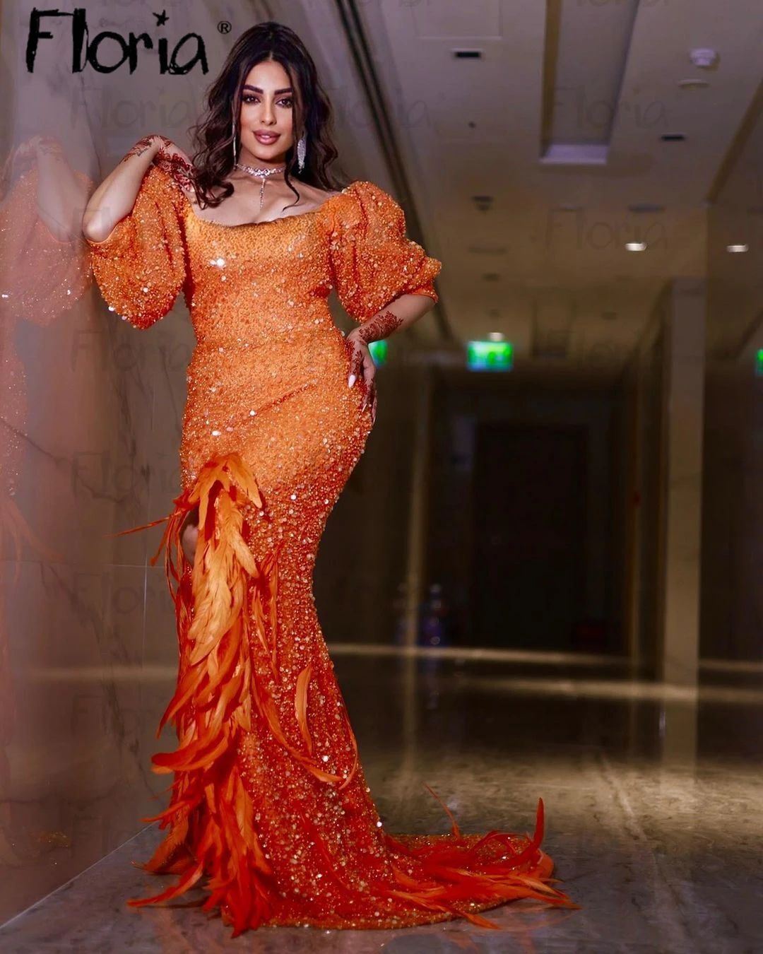 Женское вечернее платье Среднего Востока, винтажное оранжевое платье с блестками и перьями, модель 2023 года, платье с рукавами-фонариками и юбкой-годе, индивидуальный пошив
Женское вечернее платье Среднего Востока, винтажное оранжевое платье с блестками и перьями, модель 2023 года, платье с рукавами-фонариками и юбкой-годе, индивидуальный пошив