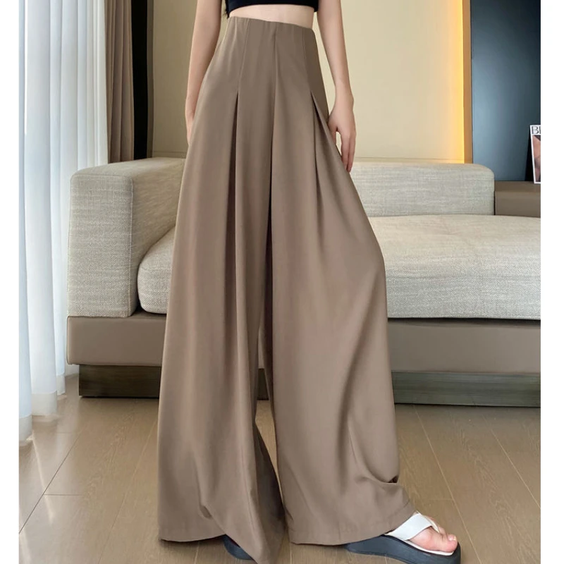 

Large Swing Culottes Women's High Waist 2024 Spring Summer New Fashion Light and Elegant Chiffon Linen Blend Wide-leg Pants