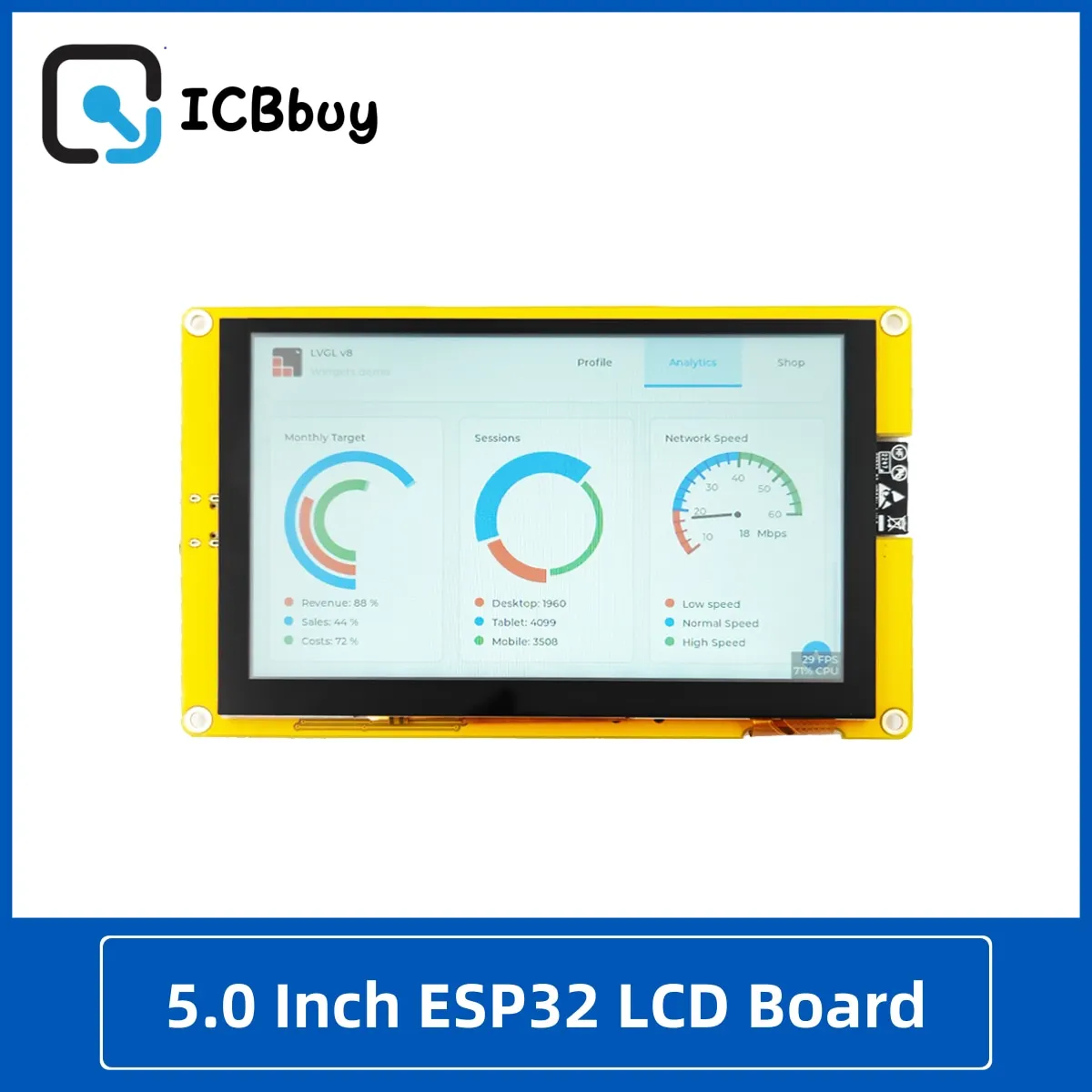 

ESP32-S3 HMI 8M PSRAM 16M Flash Arduino LVGL WIFI&Bluetooth 5 " IPS 800*480 Smart Display Screen 5.0 inch RGB LCD TFT Module