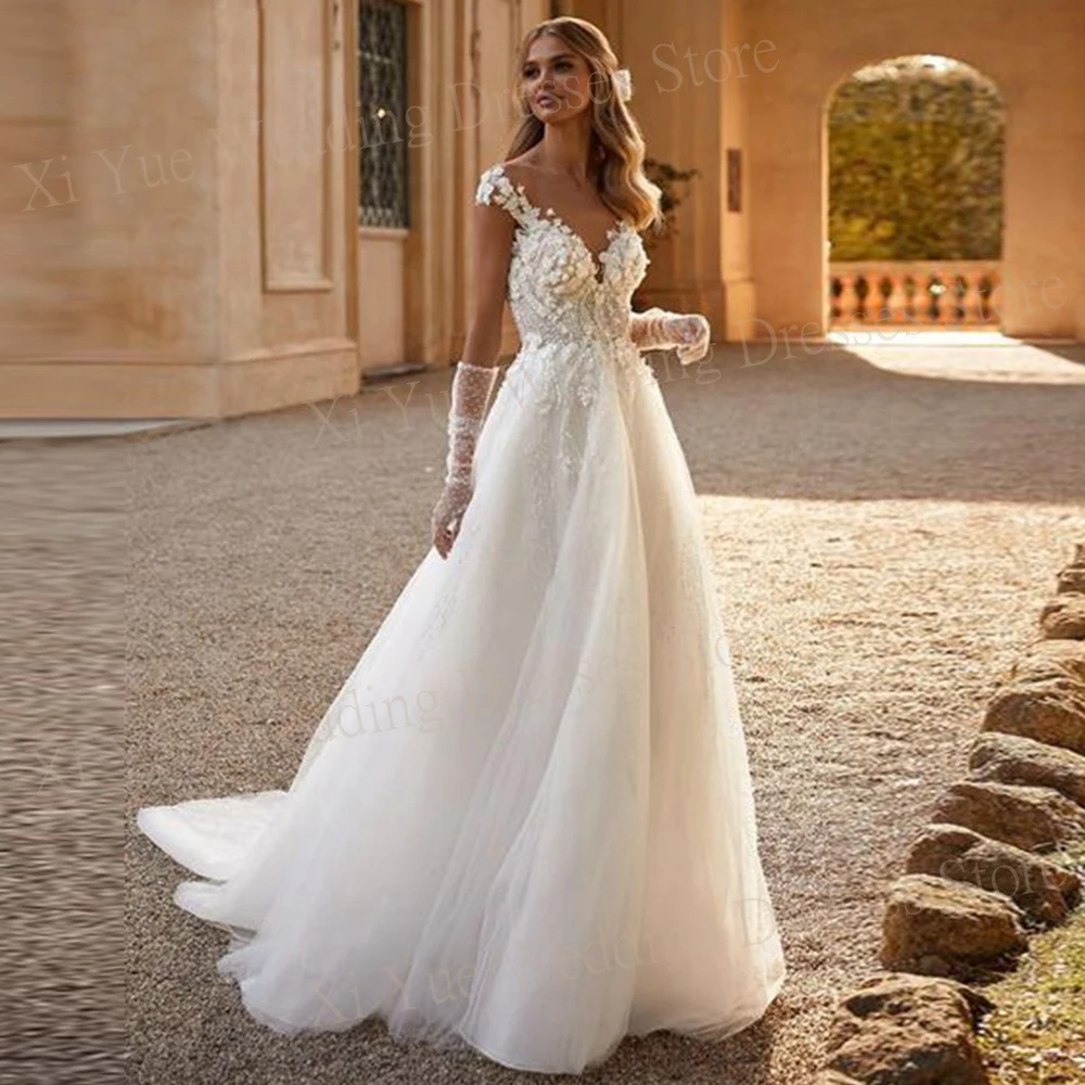 Fashionable Exquisite Wedding Dresses A Line Sexy Deep V Neck Lace Appliques Bride Gowns New Cap Sleeve Button Robes De Mariée
Fashionable Exquisite Wedding Dresses A Line Sexy Deep V Neck Lace Appliques Bride Gowns New Cap Sleeve Button Robes De Mariée
