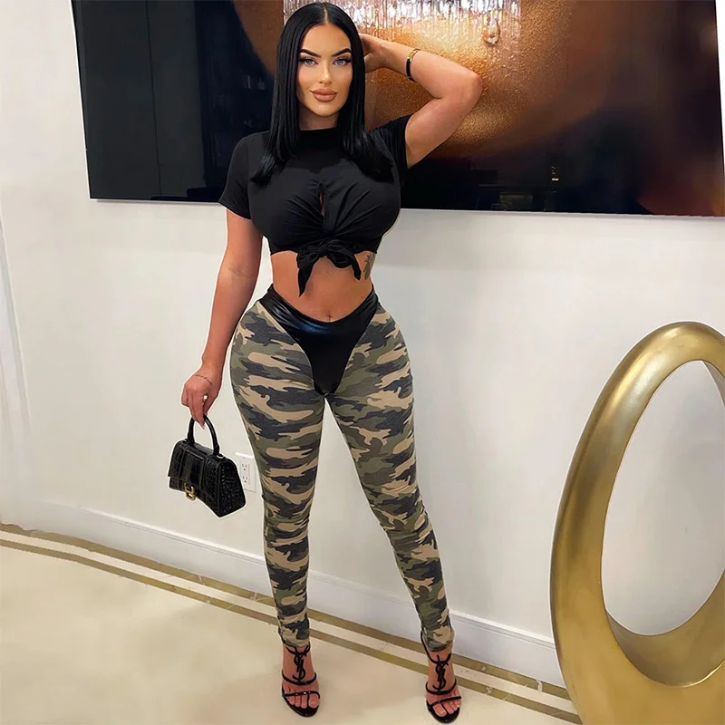 Zoctuo Women Camo Print PU Jogger Leggings Pants 2 Piece Set Fashion Lace Up T-Shirt Trouser Suits Chic High Waist Pant Outfits
Zoctuo Women Camo Print PU Jogger Leggings Pants 2 Piece Set Fashion Lace Up T-Shirt Trouser Suits Chic High Waist Pant Outfits