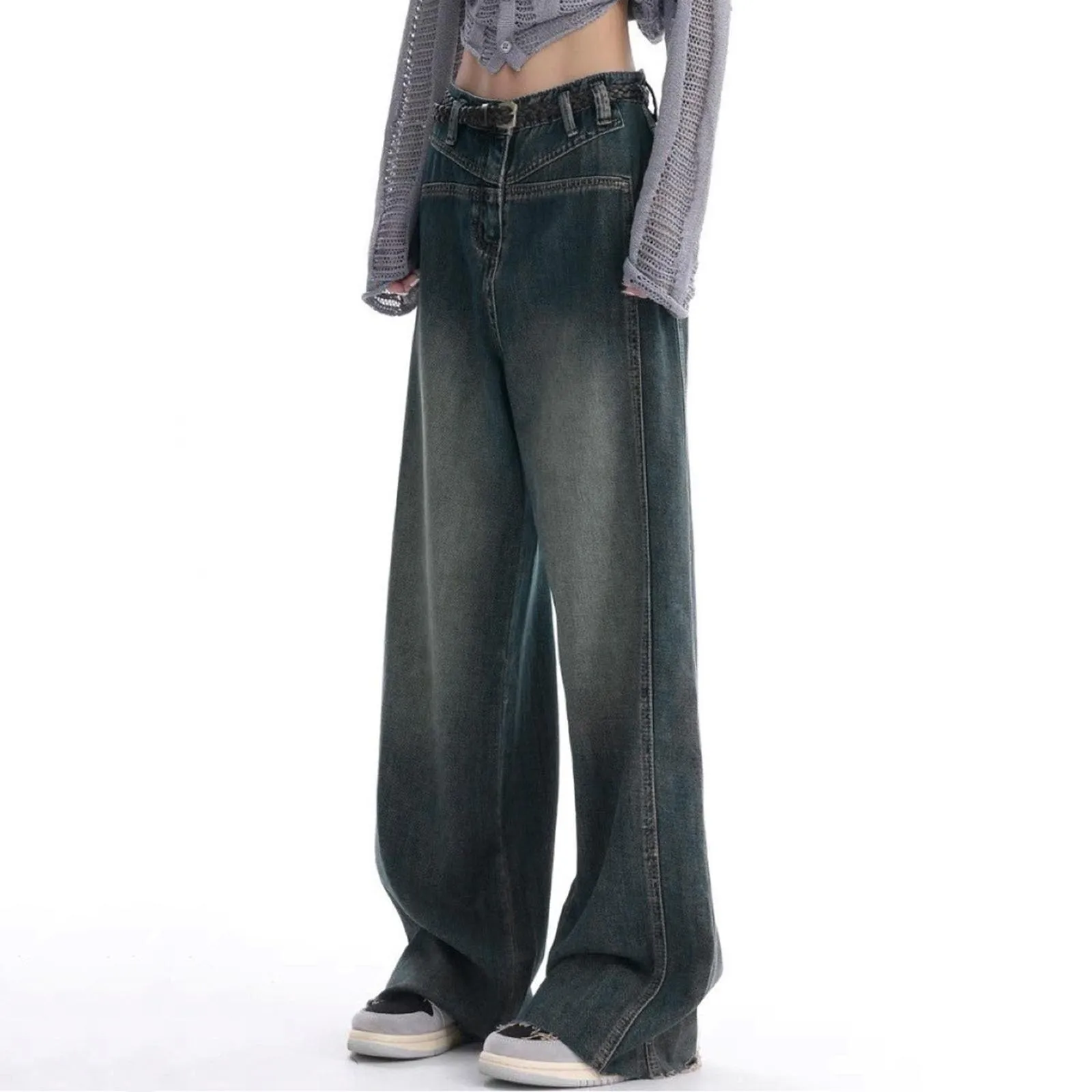 

Женские мешковатые джинсы с высокой талией, прямые широкие джинсовые брюки Y2k, базовые брюки, уличная одежда, свободные джинсы для женщин
