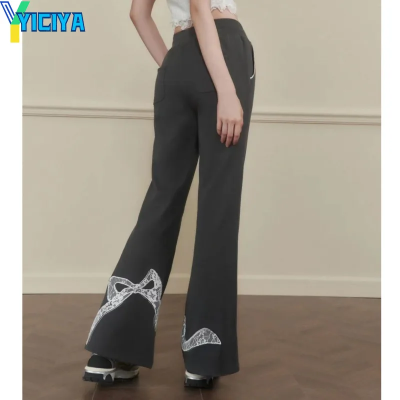 

YICIYA y2k style Bow knot flare Pants Design STRAIGHT Women Full Length baggy pant high street New outfits casual trousers 2024