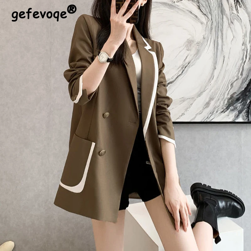Women Korean Fashion Notched Contrast Color Street Chic Oversized Blazers Jacket Spring Autumn Casual Long Sleeve Outerwear Tops
Women Korean Fashion Notched Contrast Color Street Chic Oversized Blazers Jacket Spring Autumn Casual Long Sleeve Outerwear Tops