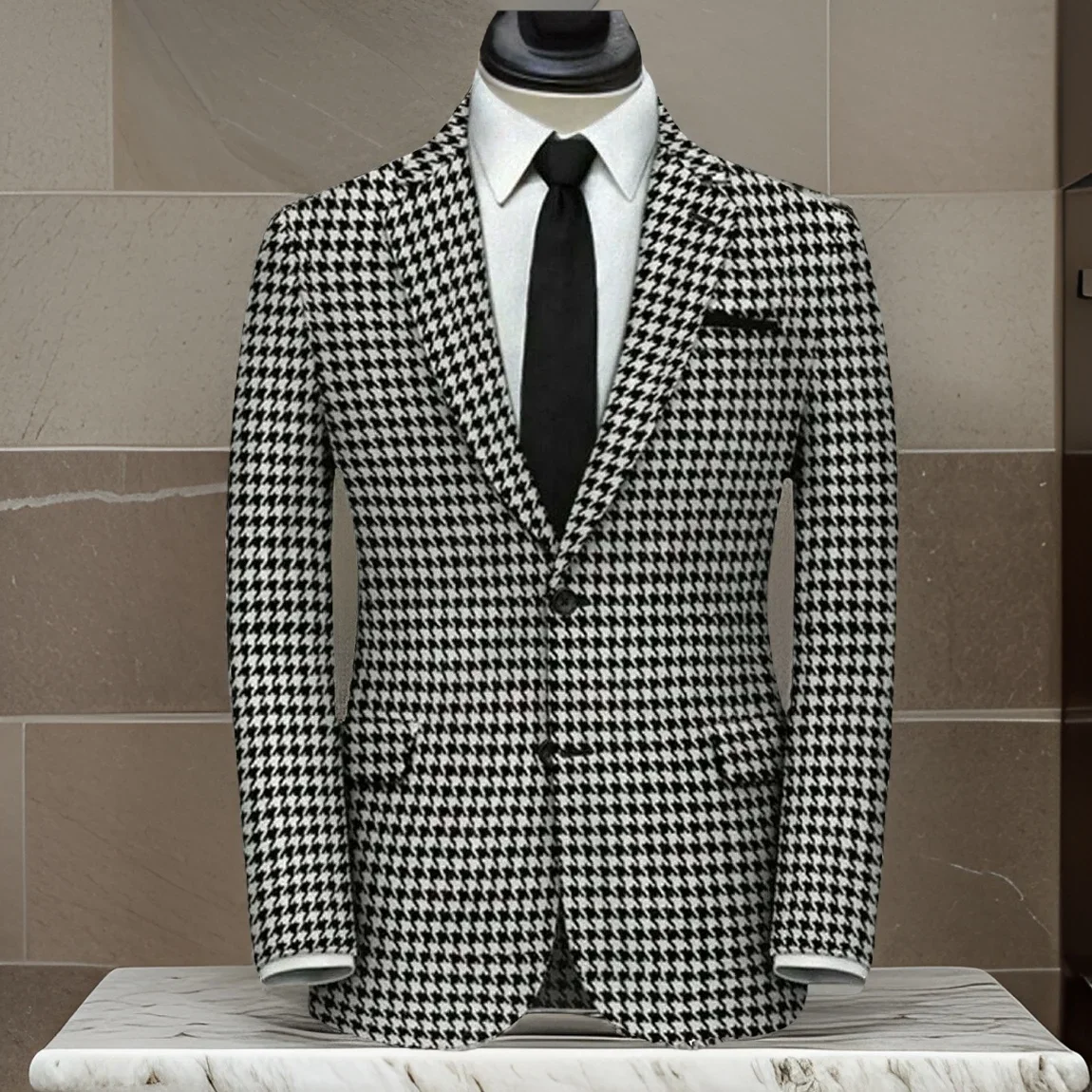 

Check Men Blazer for Wedding Plaid Notch Lapel Two Buttons Houndstooth Suit Jacket Stock Classy Male Fashion 1 Pc Coat 2024