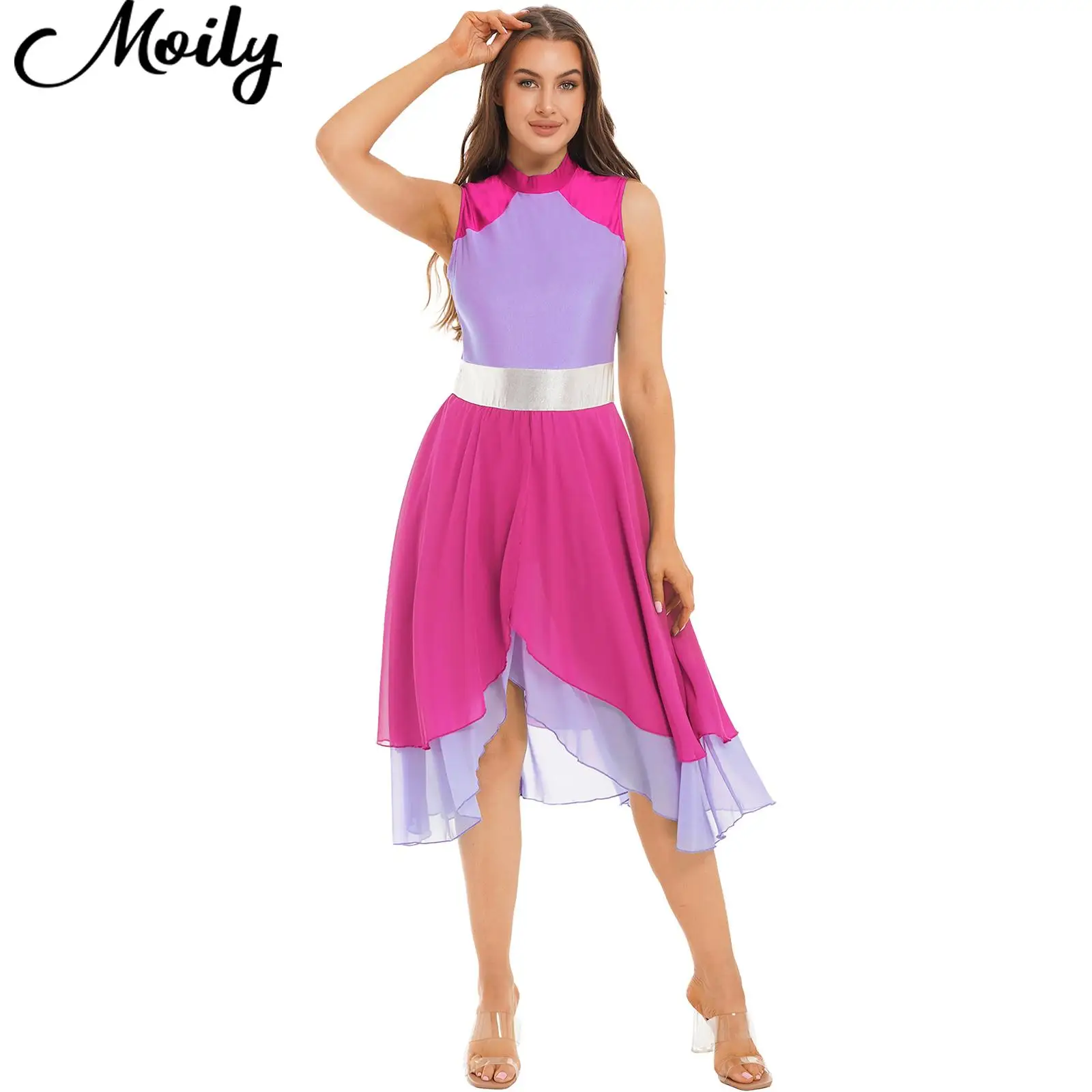 Women Sleeveless Chiffon Skirted Dress Female Ballroom Dance Costume Lyrical Dance Leotard Dresses Modern Contemporary Dancewear
Women Sleeveless Chiffon Skirted Dress Female Ballroom Dance Costume Lyrical Dance Leotard Dresses Modern Contemporary Dancewear