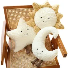 Ins Hot Smile Moon Star Sun Cloud Plush Pillow Stuffed Soft Cartoon Weather Sofa Decor Toy Cushion for Kids Bedroom Office