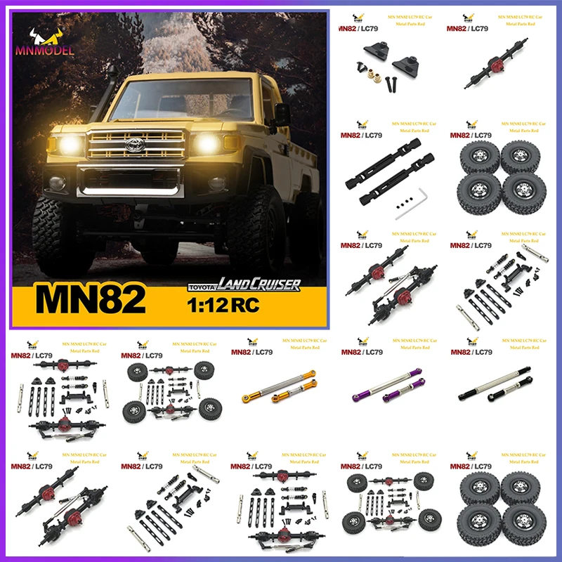 

MN MN82 LC79 RC Car Parts Black Metal Upgrade Shock Absorber Drive Shaft Steering Gear Servo Tires Wheel Hub