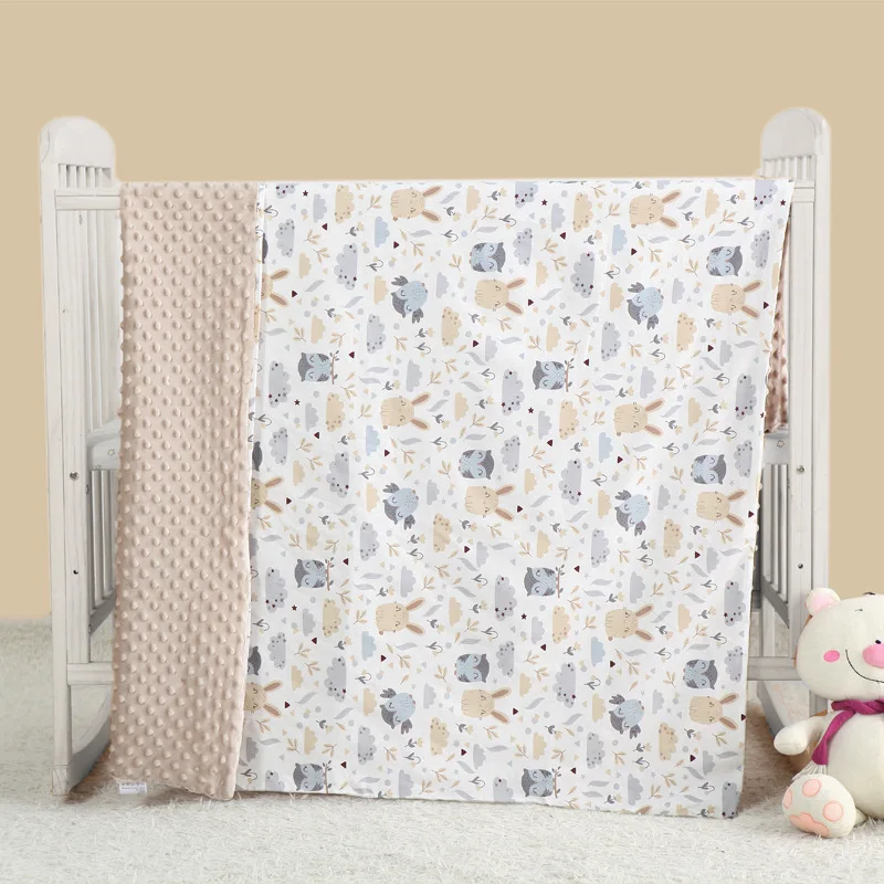 

HappyFlute 80*100CM Baby Blanket For Boys Girls Newborn Super Soft Comfortable Cotton Patterned With Double Layer Dotted Backing