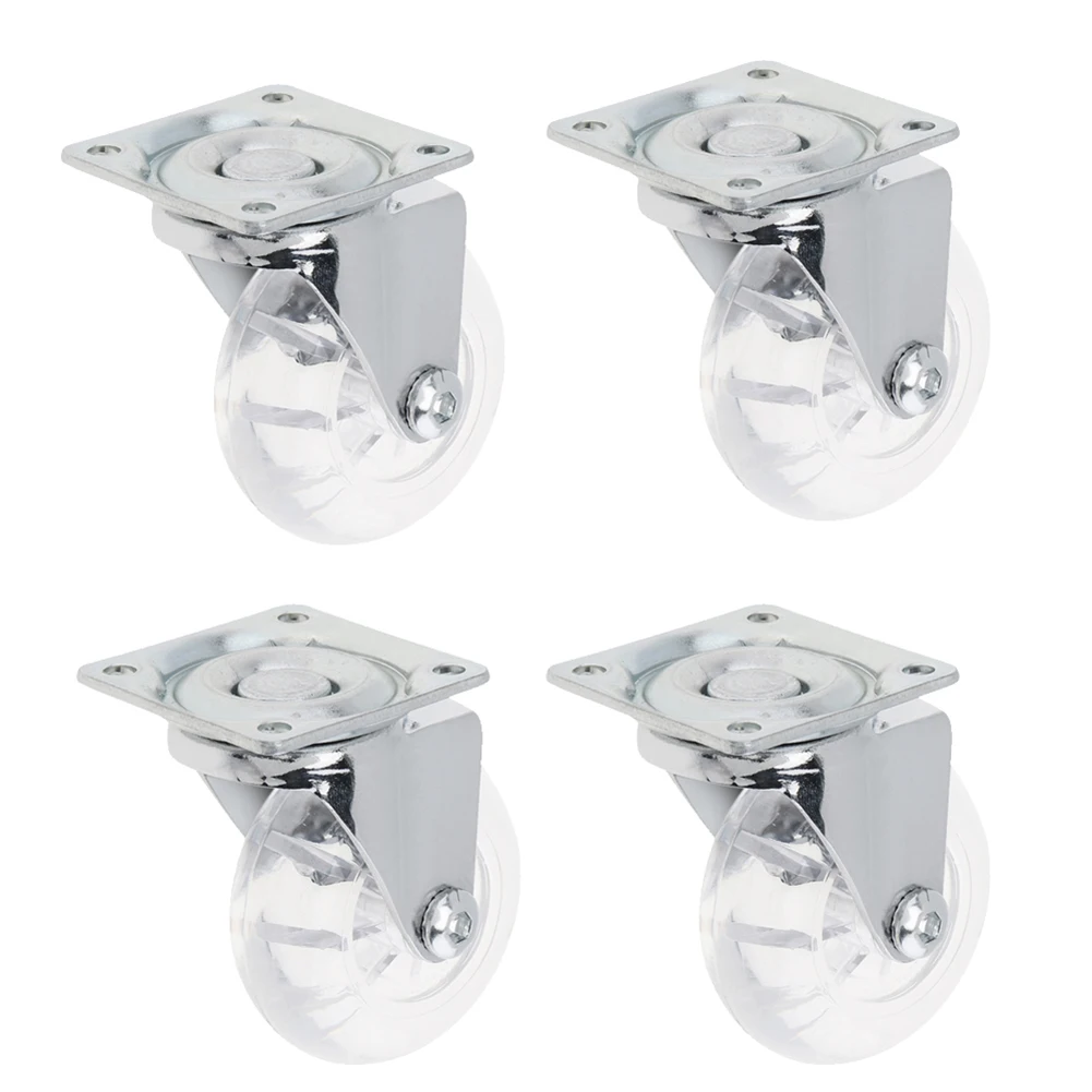 

2 Inch Casters Pu Transparent Universal Crystal Wheel With Brake No Noise Small Cart Industrial Wheel Office Chair Caster