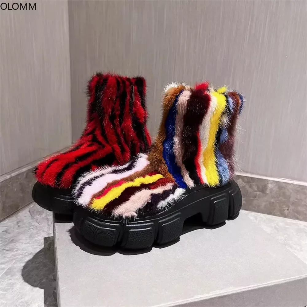 Real Mink Fur Match Colors Furry Ankle Boots Womens Snow Warm Winter Platform Chunky Heel Shoes Luxury Plus Size 2023
Real Mink Fur Match Colors Furry Ankle Boots Womens Snow Warm Winter Platform Chunky Heel Shoes Luxury Plus Size 2023