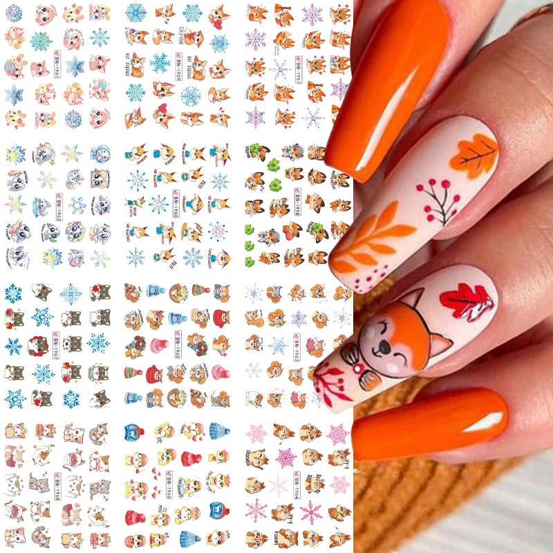 12pcs Cute Penguin Squirrel Nail Stickers Winter Nail Art Stickers Snowflake Water Transfer Nail Decals Christmas Nail Supplies
12pcs Cute Penguin Squirrel Nail Stickers Winter Nail Art Stickers Snowflake Water Transfer Nail Decals Christmas Nail Supplies