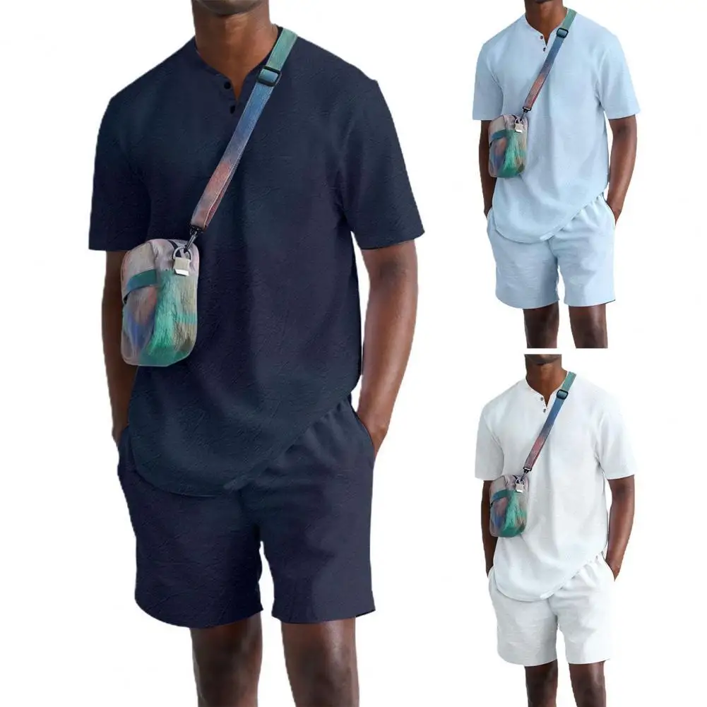 Vintage Cotton Linen Solid Outfits Sets Men Summer Short Sleeve Buttoned V-Neck Tops Casual Shorts Suits спортивный костюм мужск
Vintage Cotton Linen Solid Outfits Sets Men Summer Short Sleeve Buttoned V-Neck Tops Casual Shorts Suits спортивный костюм мужск